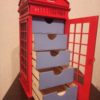 Intra απο ξύλο plywood 3mm-4mm πάχος - Βρετανικός τηλεφωνικός θάλαμος Δίασταση 30x30 cm Intraeaxys-eo0q4e01 - Image 1