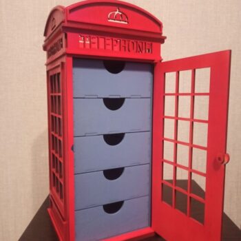 Intra απο ξύλο plywood 3mm-4mm πάχος - Βρετανικός τηλεφωνικός θάλαμος Δίασταση 30x30 cm Intraeaxys-eo0q4e01 - Image 5