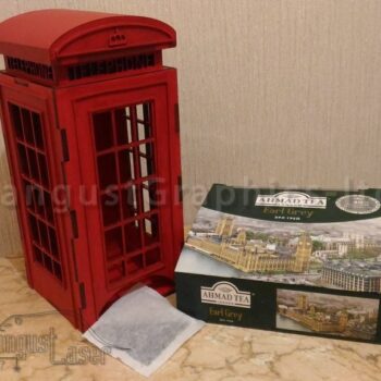 Intra απο ξύλο plywood 3mm-4mm πάχος - Τηλεφωνικός θάλαμος για φακελάκια τσαγιού Λονδίνο Δίασταση 30x30 cm Intraeaxys-91jd8mp1 - Image 1