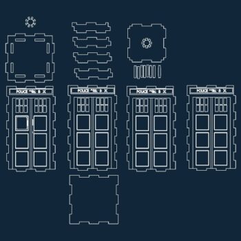 Intra απο ξύλο plywood 3mm-4mm πάχος - Διάταξη TARDIS Δίασταση 30x30 cm Intraeaxys-lopq667w - Image 1