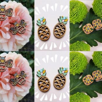 Intra απο ξύλο plywood 3mm-4mm πάχος - Σκουλαρίκια Πρότυπα για κοσμήματα Δίασταση 3x3 cm Intraeaxys-joedvp61 - Image 1