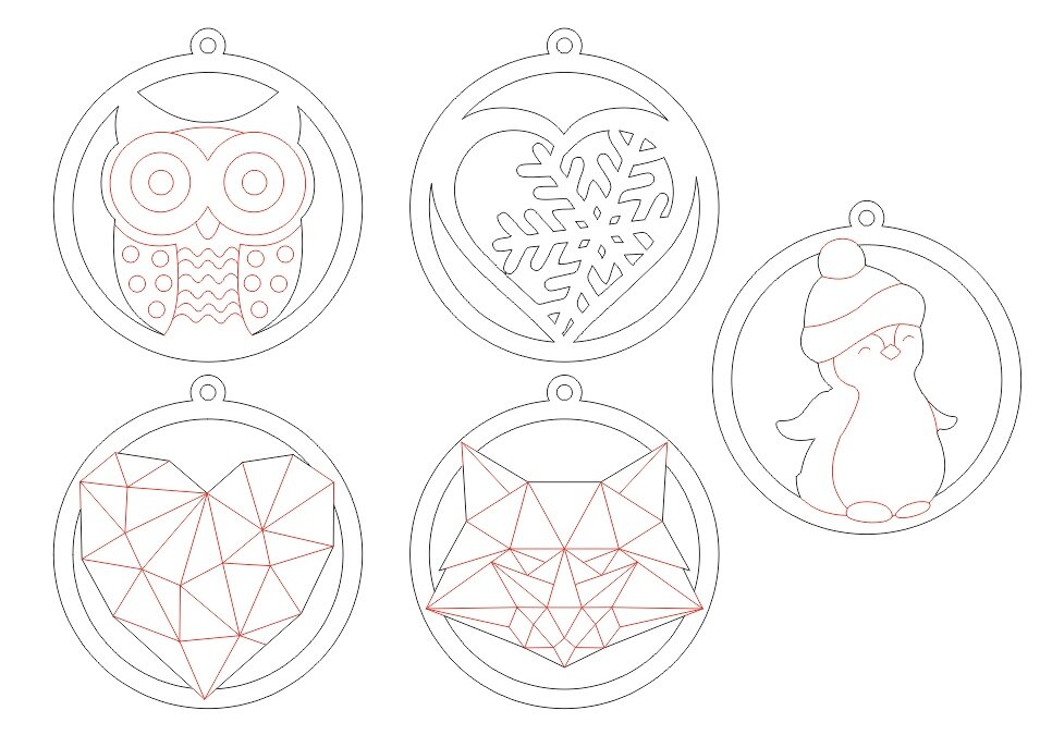 Intra απο ξύλο plywood 3mm-4mm πάχος - Χριστουγεννιάτικα όμορφα παιχνίδια Δίασταση 30x30 cm Intraeaxys-lopqd3x7