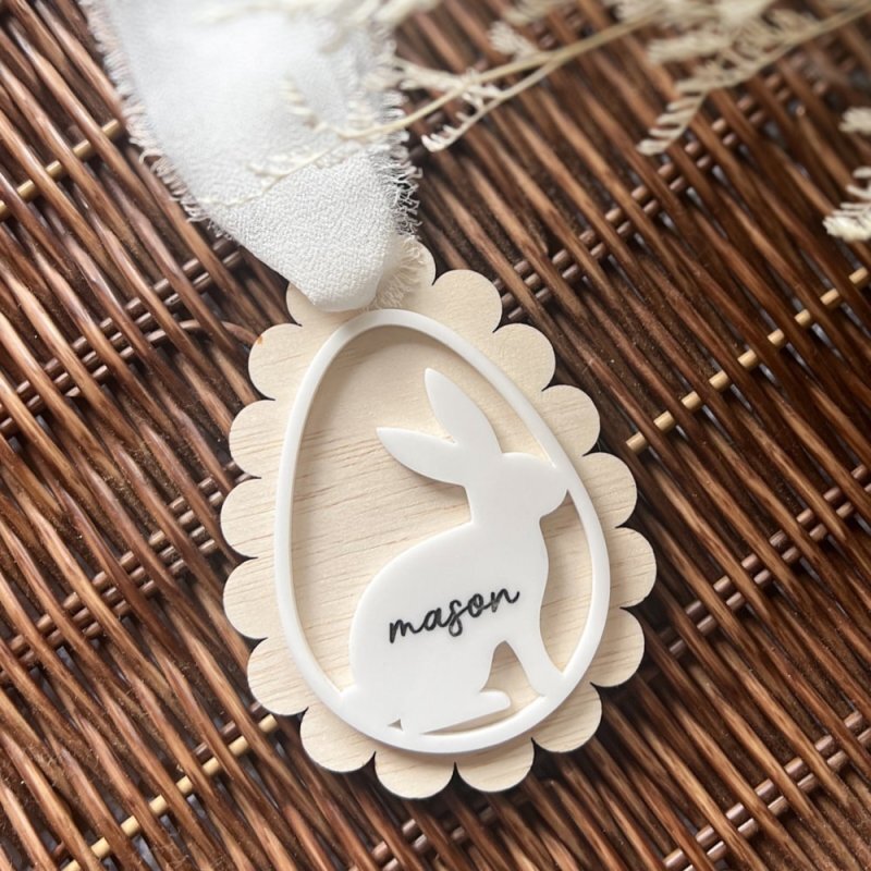 Intra απο ξύλο plywood 3mm-4mm πάχος - Εξατομικευμένες ετικέτες Πασχαλινό λαγουδάκι Ετικέτα δώρου Πασχαλινό καλάθι Δίασταση 30x30 cm Intraeaxys-e1g8ljxo