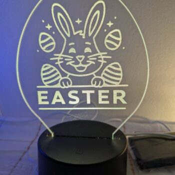 Intra απο ξύλο plywood 3mm-4mm πάχος - Πασχαλινό λαγουδάκι νυχτερινό φως Δίασταση 30x30 cm Intraeaxys-zo98y4x1 - Image 1