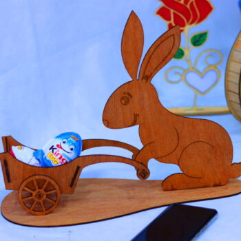 Intra απο ξύλο plywood 3mm-4mm πάχος - Πασχαλινό λαγουδάκι & καρότσι 3mm Δίασταση 30x30 cm Intraeaxys-eo20d4l7 - Image 1