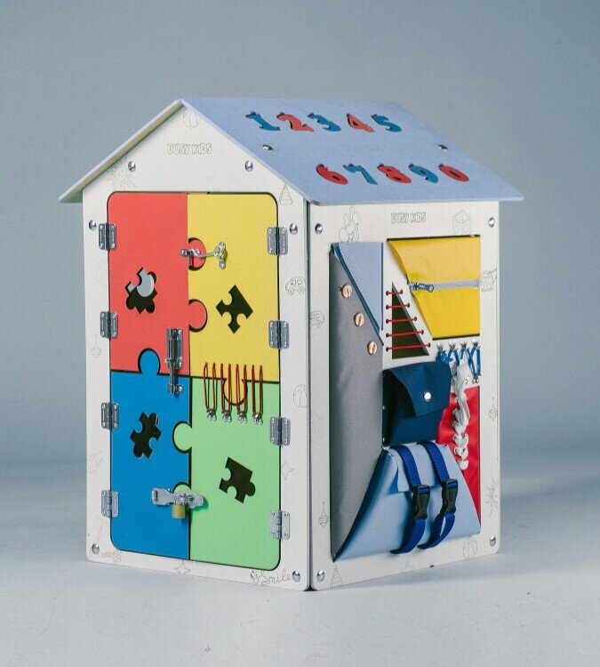 Intra απο ξύλο plywood 3mm-4mm πάχος - Montessori Busy Board Busy House Δίασταση 40x50 cm Intraeaxys-075y2v0o