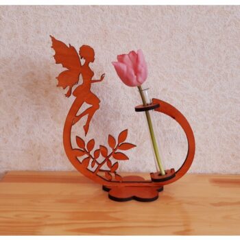 Intra απο ξύλο plywood 3mm-4mm πάχος - Λουλούδι με Νεράιδα Δίασταση 30x30 cm Intraeaxys-51rry4v1 - Image 1