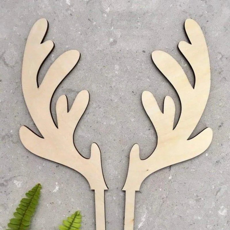 Intra απο ξύλο plywood 3mm-4mm πάχος - Christmas Reindeer Antlers Cake Topper Δίασταση 10x10 cm Intraeaxys-67wezy37
