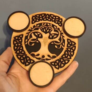 Intra απο ξύλο plywood 3mm-4mm πάχος - Κεντρικό κερί Celtic Tree Of Life Δίασταση 30x30 cm Intraeaxys-r1z240w1 - Image 1
