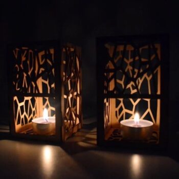 Intra απο ξύλο plywood 3mm-4mm πάχος - Ξύλινο Κερί Φανάρι Τσαγιού Φωτιστικό Κηροπήγιο Δίασταση 30x30 cm Intraeaxys-eo4y4ygo - Image 1