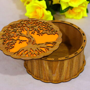 Intra απο ξύλο plywood 3mm-4mm πάχος - Διακοσμητικό Στρογγυλό Ξύλινο Κουτί Δίασταση 30x30 cm Intraeaxys-6o3ymqk7 - Image 9