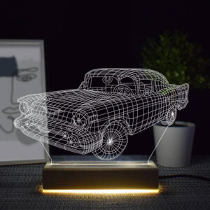 Intra απο ξύλο plywood 3mm-4mm πάχος - Vintage Car 3D Illusion Night Lamp Δίασταση 30x30 cm Intraeaxys-yon0jnp7