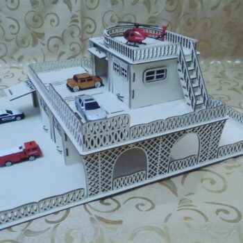 Intra απο ξύλο plywood 3mm-4mm πάχος - Ξύλινο γκαράζ παιχνιδιών με κατάστρωμα ελικοπτέρων Δίασταση 30x30 cm Intraeaxys-voq2vnqo - Image 3