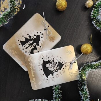 Intra απο ξύλο plywood 3mm-4mm πάχος - Κάρτες Πρωτοχρονιάς Δίασταση 30x30 cm Intraeaxys-qommgqpo - Image 1