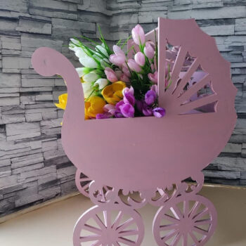 Intra απο ξύλο plywood 3mm-4mm πάχος - Βάση λουλουδιών Baby Buggy Planter Δίασταση 30x30 cm Intraeaxys-joedp091 - Image 3