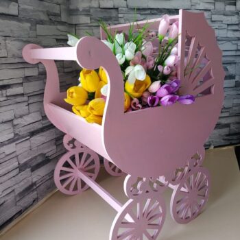 Intra απο ξύλο plywood 3mm-4mm πάχος - Βάση λουλουδιών Baby Buggy Planter Δίασταση 30x30 cm Intraeaxys-joedp091 - Image 4