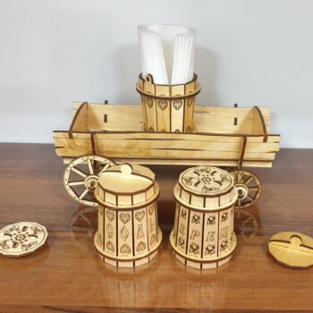 Intra απο ξύλο plywood 3mm-4mm πάχος - Σετ αλατοπίπερου με ξύλινη βάση καροτσιού Δίασταση 30x30 cm Intraeaxys-eoxlzdvo - Image 4