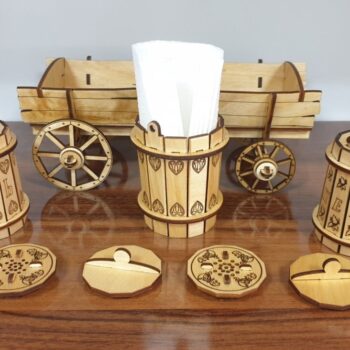 Intra απο ξύλο plywood 3mm-4mm πάχος - Σετ αλατοπίπερου με ξύλινη βάση καροτσιού Δίασταση 30x30 cm Intraeaxys-eoxlzdvo - Image 6