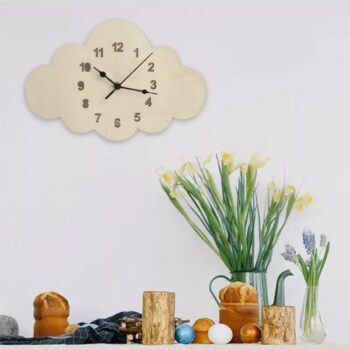 Intra απο ξύλο plywood 3mm-4mm πάχος - Χαριτωμένο Cloud Shape Cartoon Παιδικό ρολόι τοίχου Δίασταση 30x30 cm Intraeaxys-yon6ey27 - Image 1