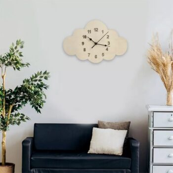 Intra απο ξύλο plywood 3mm-4mm πάχος - Χαριτωμένο Cloud Shape Cartoon Παιδικό ρολόι τοίχου Δίασταση 30x30 cm Intraeaxys-yon6ey27 - Image 3