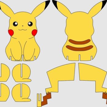 Intra απο ξύλο plywood 3mm-4mm πάχος - Εικόνα Μοντέλου Συναρμολόγησης Pikachu Δίασταση 30x30 cm Intraeaxys-lop3q8k1 - Image 4