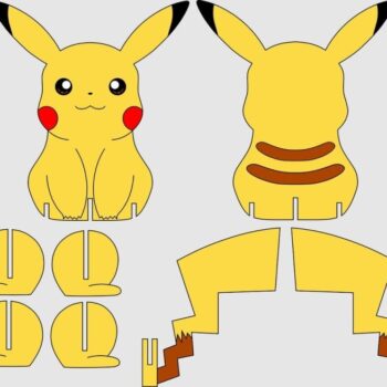 Intra απο ξύλο plywood 3mm-4mm πάχος - Εικόνα Μοντέλου Συναρμολόγησης Pikachu Δίασταση 30x30 cm Intraeaxys-lop3q8k1 - Image 5