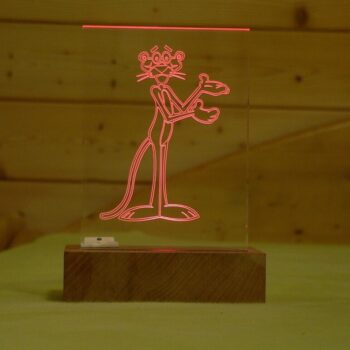 Intra απο ξύλο plywood 3mm-4mm πάχος - Ακρυλικό φωτιστικό Pink Panther 3D Δίασταση 20x20 cm Intraeaxys-pok3ed37 - Image 1