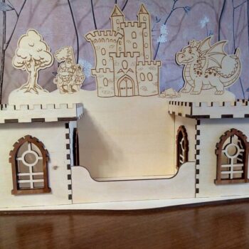 Intra απο ξύλο plywood 3mm-4mm πάχος - Castle Pencil Holder Desk Storage Organizer Αρχείο DWG Δίασταση 30x30 cm Intraeaxys-ro6y3wq7 - Image 1