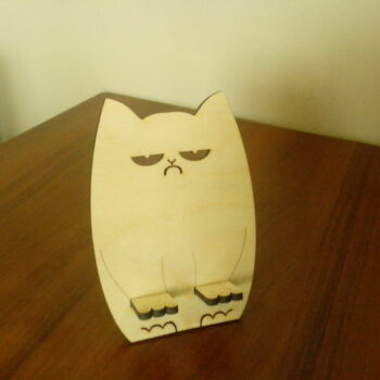 Intra απο ξύλο plywood 3mm-4mm πάχος - Ξύλινη βάση τηλεφώνου Grumpy Cat Δίασταση 30x30 cm Intraeaxys-ro6yjl27 - Image 1