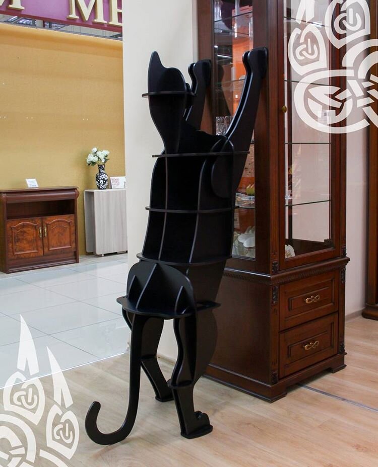 Intra απο ξύλο plywood 3mm-4mm πάχος - Ξύλινο ράφι σε σχήμα γάτας Δίασταση 30x30 cm Intraeaxys-p7ymd9z7