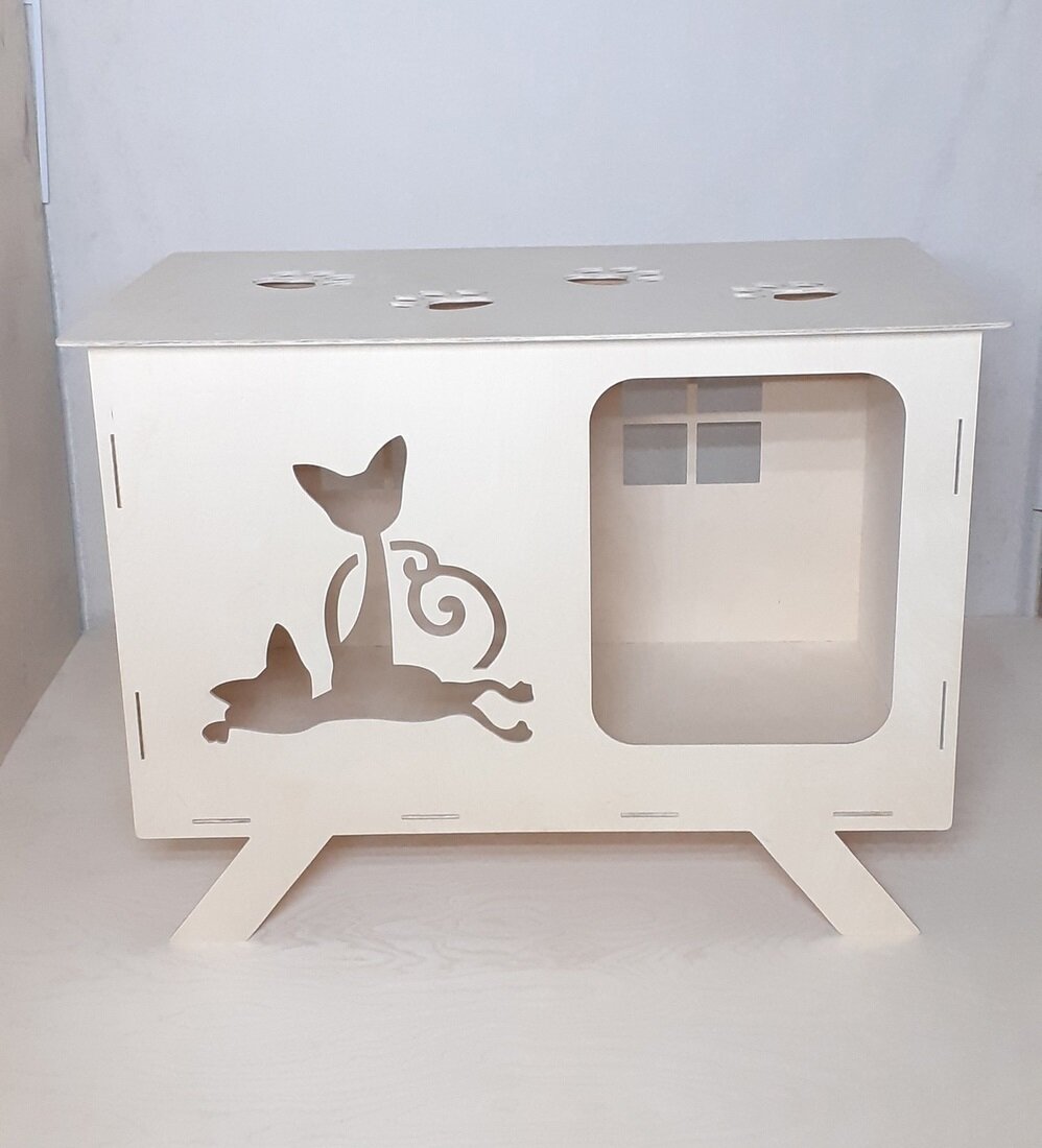 Intra απο ξύλο plywood 3mm-4mm πάχος - Ξύλινο σπίτι για γάτες Δίασταση 40x50 cm Intraeaxys-p7ymwpr7