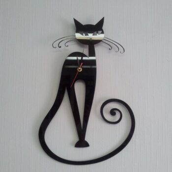 Intra απο ξύλο plywood 3mm-4mm πάχος - Ρολόι τοίχου Cat Decor Δίασταση 30x30 cm Intraeaxys-eoxlrgvo - Image 1