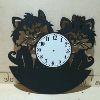 Intra απο ξύλο plywood 3mm-4mm πάχος - Ρολόι τοίχου Cute Cats Δίασταση 30x30 cm Intraeaxys-6o3y9rj7 - Image 1