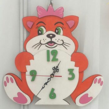 Intra απο ξύλο plywood 3mm-4mm πάχος - Ρολόι με πρότυπο γάτα Δίασταση 30x30 cm Intraeaxys-yon0mw27 - Image 1