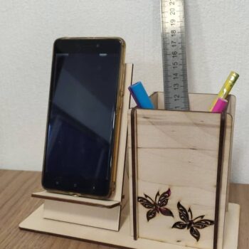 Intra απο ξύλο plywood 3mm-4mm πάχος - Ξύλινη βάση τηλεφώνου και στυλό Δίασταση 30x30 cm Intraeaxys-joedyz81 - Image 1