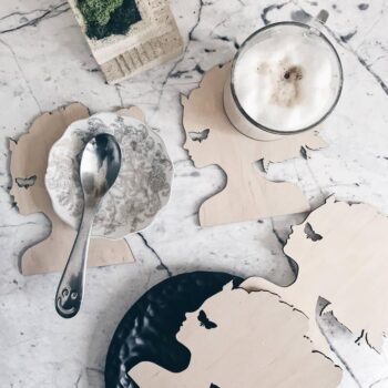 Intra απο ξύλο plywood 3mm-4mm πάχος - Γοητευτικά Lady Face σουβέρ πεταλούδας Δίασταση 30x30 cm Intraeaxys-ro6ymp37 - Image 1