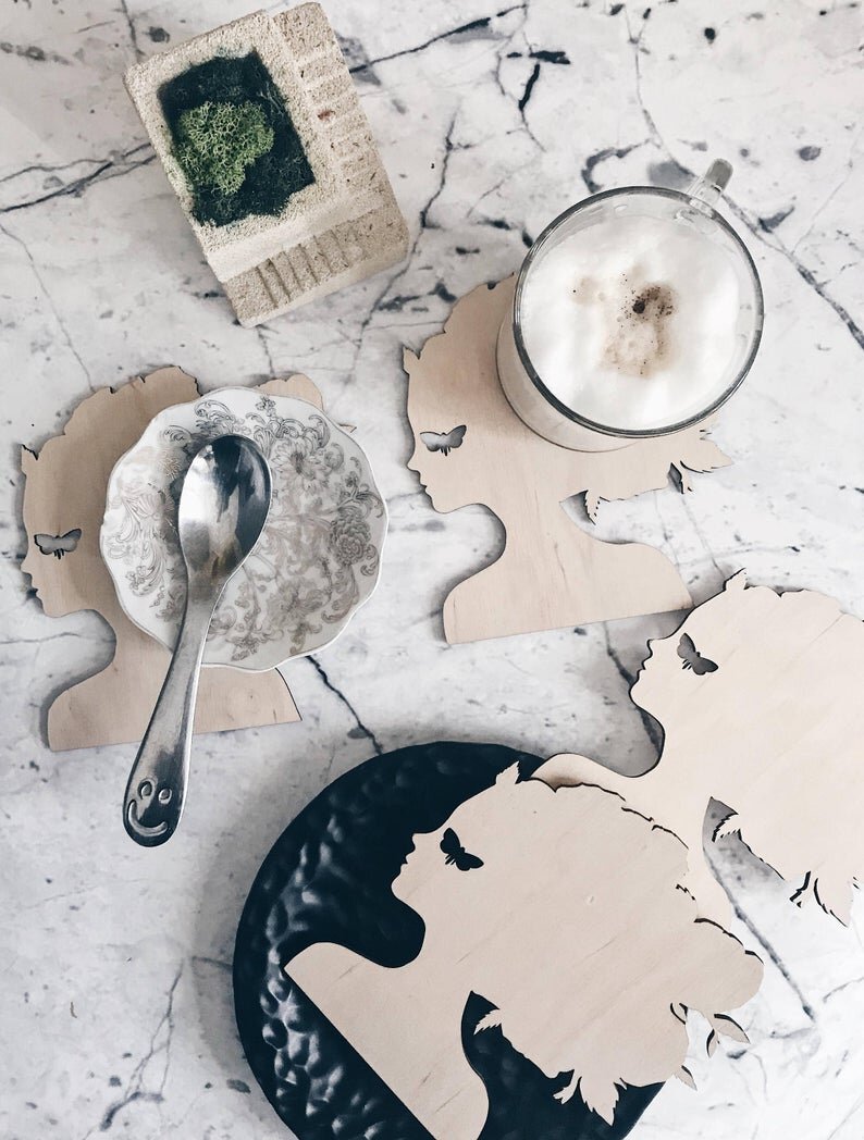 Intra απο ξύλο plywood 3mm-4mm πάχος - Γοητευτικά Lady Face σουβέρ πεταλούδας Δίασταση 30x30 cm Intraeaxys-ro6ymp37