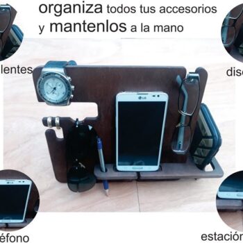 Intra απο ξύλο plywood 3mm-4mm πάχος - Ανδρικό δώρο Organiser Organiser για πορτοφόλι, βάση στήριξης τηλεφώνου Δίασταση 30x30 cm Intraeaxys-r7vm4357 - Image 1