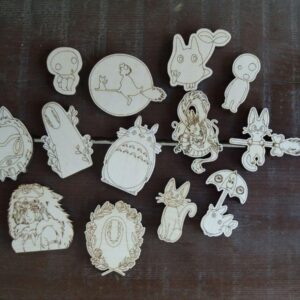 Intra απο ξύλο plywood 3mm-4mm πάχος - Χαραγμένα εικονίδια κινουμένων σχεδίων Miyazaki Μαγνήτες Δίασταση 30x30 cm Intraeaxys-r1z2pjl1