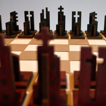 Intra απο ξύλο plywood 3mm-4mm πάχος - Σετ μοντέρνου σκακιού Δίασταση 30x30 cm Intraeaxys-m1d69wy7 - Image 1