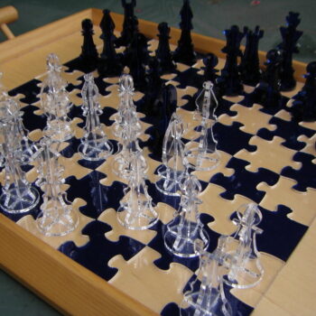 Intra απο ξύλο plywood 3mm-4mm πάχος - Chess Jigsaw Puzzle Σκακιέρα και κομμάτια 3mm Ακρυλικό Δίασταση 20x20 cm Intraeaxys-eo202j37 - Image 4