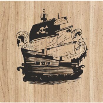 Intra απο ξύλο plywood 3mm-4mm πάχος - Χάραξη με λέιζερ Pirate Ship Art σε σανίδα κοπής Δίασταση 30x30 cm Intraeaxys-ro6y0y27 - Image 1