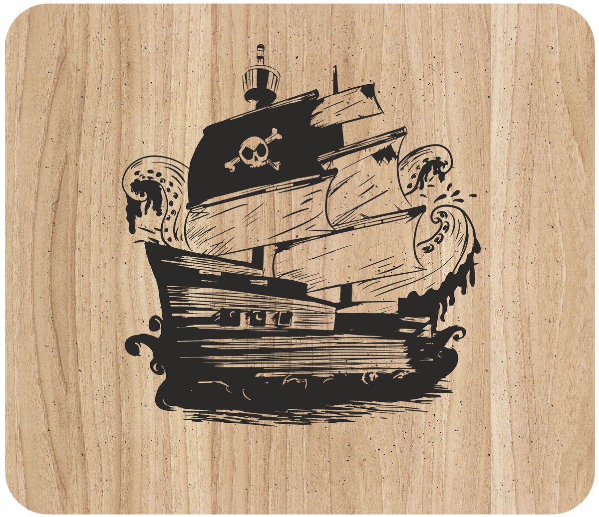Intra απο ξύλο plywood 3mm-4mm πάχος - Χάραξη με λέιζερ Pirate Ship Art σε σανίδα κοπής Δίασταση 30x30 cm Intraeaxys-ro6y0y27