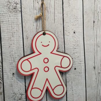 Intra απο ξύλο plywood 3mm-4mm πάχος - Χριστουγεννιάτικη διακόσμηση με μελόψωμο άνδρα Δίασταση 30x30 cm Intraeaxys-075kdr07 - Image 1