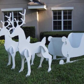 Intra απο ξύλο plywood 3mm-4mm πάχος - Έλκηθρο με 2 τάρανδους Δίασταση 30x30 cm Intraeaxys-zo93meeo - Image 1