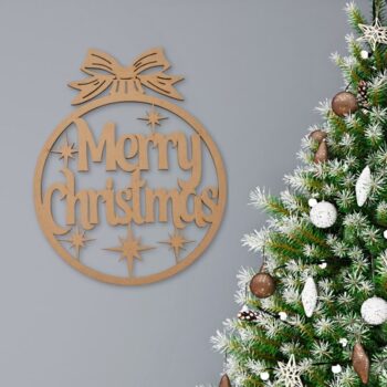 Intra απο ξύλο plywood 3mm-4mm πάχος - Χαρούμενα Χριστούγεννα στολίδι Δίασταση 10x10 cm Intraeaxys-pok08nd7 - Image 3