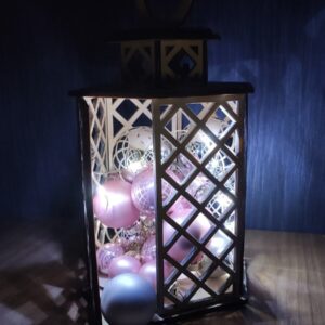 Intra απο ξύλο plywood 3mm-4mm πάχος - Ξύλινο Χριστουγεννιάτικο Φανάρι Δίασταση 30x30 cm Intraeaxys-qommldro