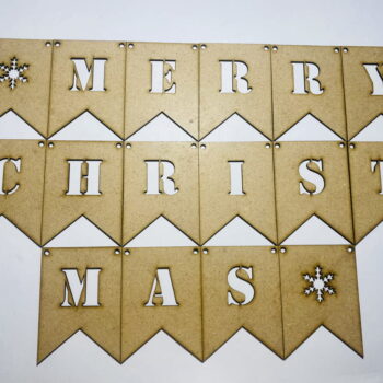 Intra απο ξύλο plywood 3mm-4mm πάχος - Καλά Χριστούγεννα Bunting Δίασταση 30x30 cm Intraeaxys-51rrnlr1 - Image 1