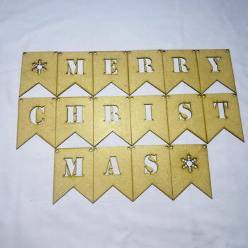 Intra απο ξύλο plywood 3mm-4mm πάχος - Καλά Χριστούγεννα Bunting Δίασταση 30x30 cm Intraeaxys-51rrnlr1 - Image 3