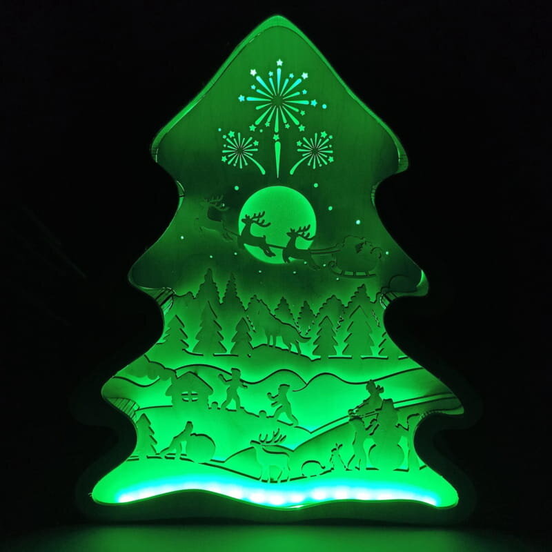 Intra απο ξύλο plywood 3mm-4mm πάχος - Χριστουγεννιάτικο Light Box Δίασταση 30x30 cm Intraeaxys-eo4qv2y7